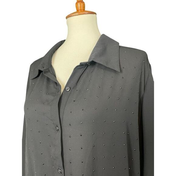 George Black Sheer Blouse Sparkly Women Size 3X NWT Flowy Dark Romantic Y2k NWT - Picture 5 of 13